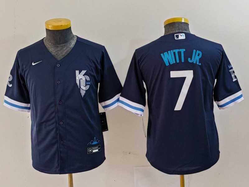Youth Kansas City Royals #7 Bobby Witt Jr 2022 Navy Blue City Connect Cool Base Stitched Jersey,We sell and wholesale Youth Kansas City Royals #7 Bobby Witt Jr 2022 Navy Blue City Connect Cool Base Stitched Jersey on line form chian!